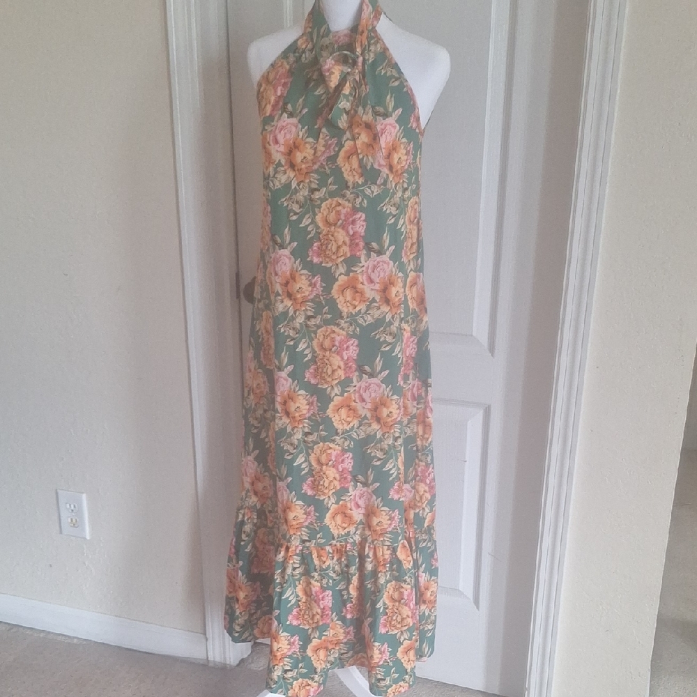SHEIN Green Floral Kids Dress